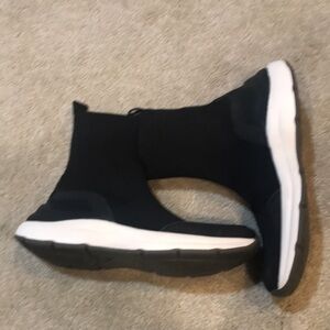 ZARA Black & White High Top Sock Sneakers Shoe 6.5 (37)